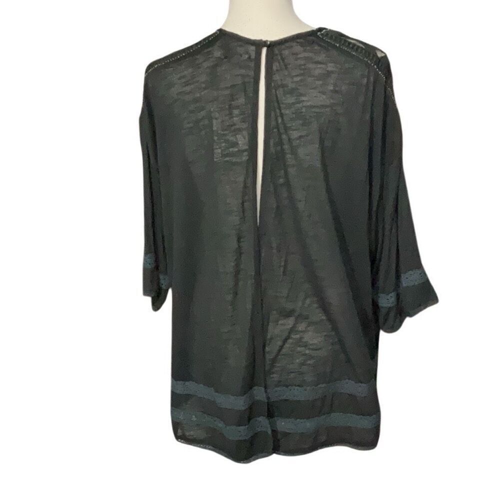 Kimchi Blue Black Open Back Embroidered Beaded Semi  Sheer Top NWT Size Large - Picture 6 of 8